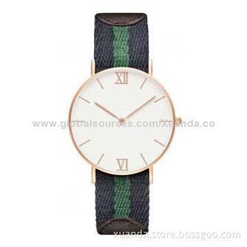 316L stainless steel case, rose gold plating, cotton cloth strap watches, 2 years warranty